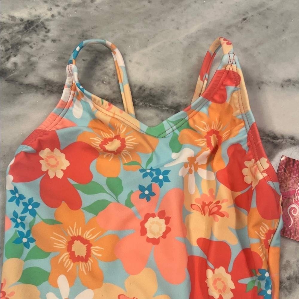 NWT Kanu Surf Colorful Floral Kids One Piece Swimsuit- 2T - Picture 4 of 6